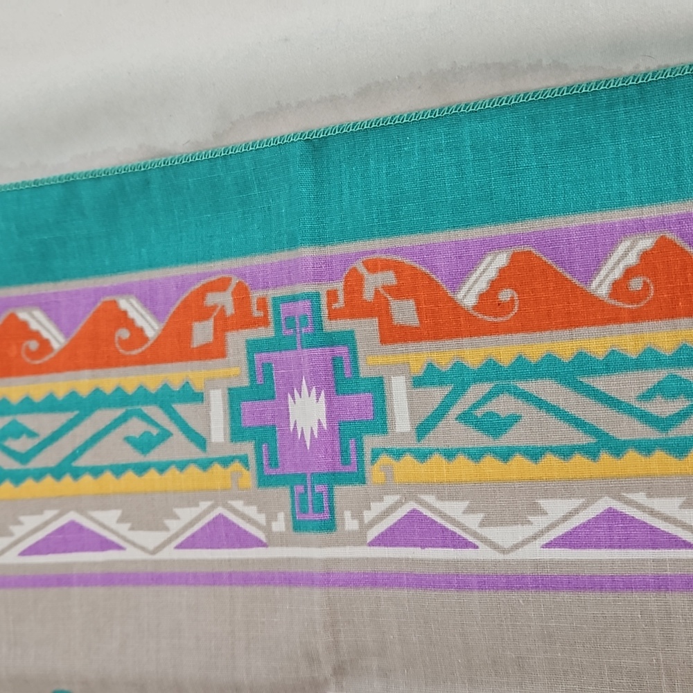 NWOT Vintage Wamcraft Southwest Aztec Cowboy Pastel Bandana 21" - Picture 8 of 8